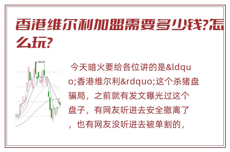 香港维尔利加盟需要多少钱？怎么玩？